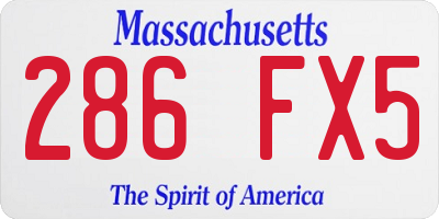 MA license plate 286FX5