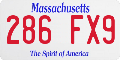 MA license plate 286FX9