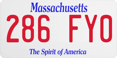 MA license plate 286FY0