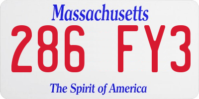 MA license plate 286FY3