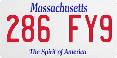 MA license plate 286FY9