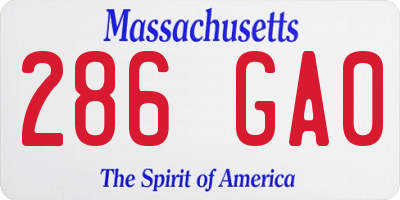 MA license plate 286GA0