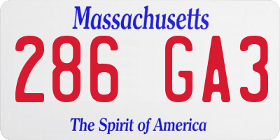 MA license plate 286GA3