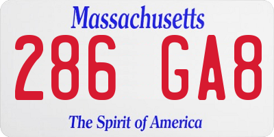 MA license plate 286GA8