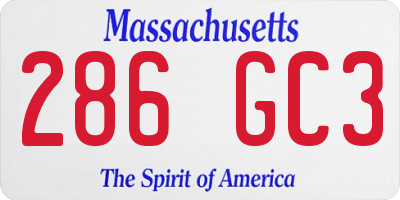 MA license plate 286GC3