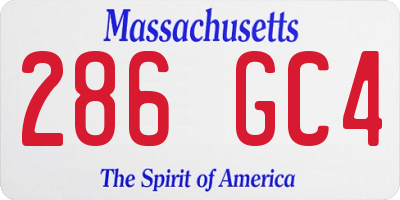 MA license plate 286GC4
