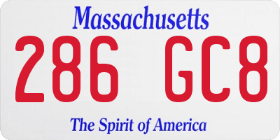 MA license plate 286GC8
