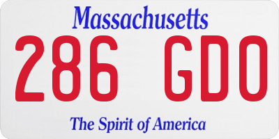MA license plate 286GD0