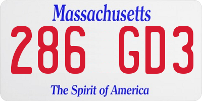 MA license plate 286GD3