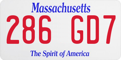 MA license plate 286GD7