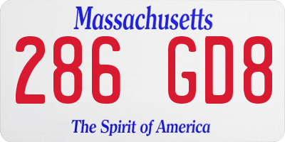 MA license plate 286GD8