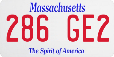 MA license plate 286GE2