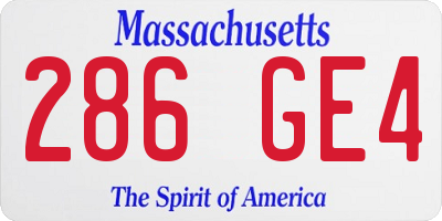MA license plate 286GE4