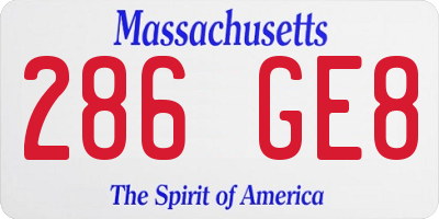 MA license plate 286GE8