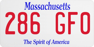 MA license plate 286GF0