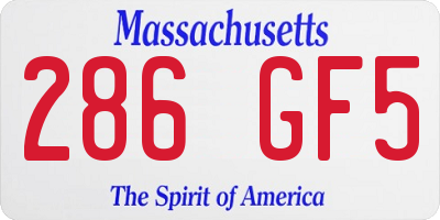 MA license plate 286GF5
