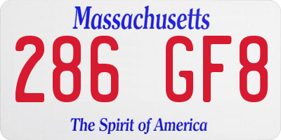 MA license plate 286GF8
