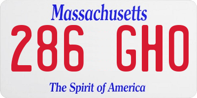 MA license plate 286GH0