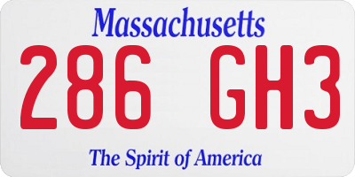 MA license plate 286GH3