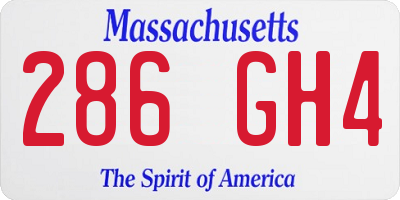 MA license plate 286GH4