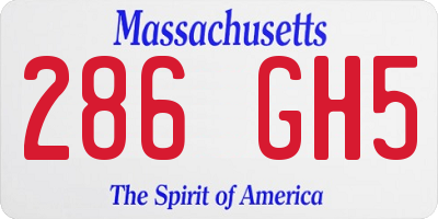 MA license plate 286GH5