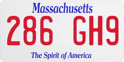 MA license plate 286GH9