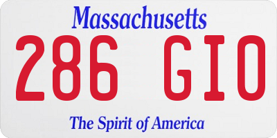 MA license plate 286GI0