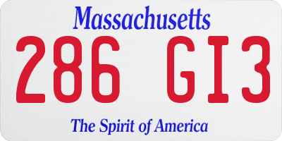 MA license plate 286GI3