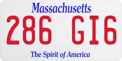 MA license plate 286GI6