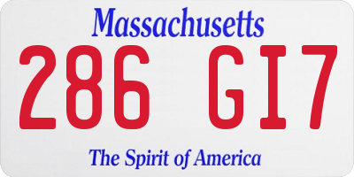 MA license plate 286GI7