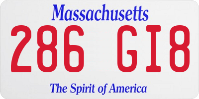 MA license plate 286GI8
