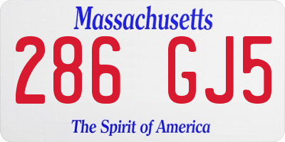 MA license plate 286GJ5