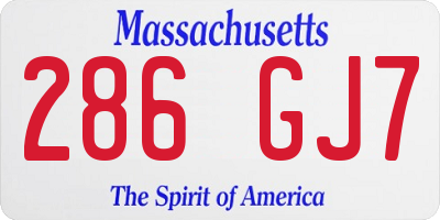 MA license plate 286GJ7