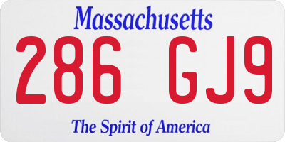 MA license plate 286GJ9
