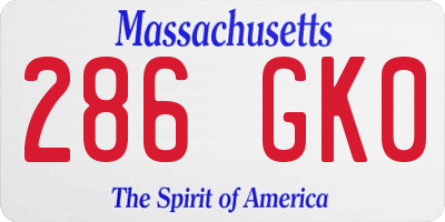MA license plate 286GK0