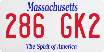 MA license plate 286GK2