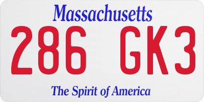 MA license plate 286GK3