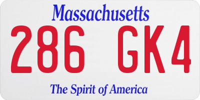 MA license plate 286GK4