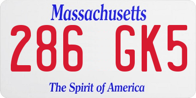 MA license plate 286GK5