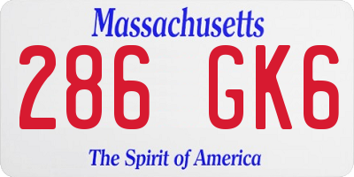 MA license plate 286GK6