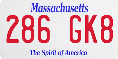 MA license plate 286GK8