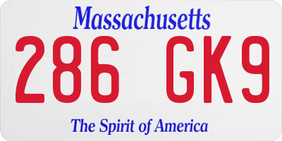MA license plate 286GK9