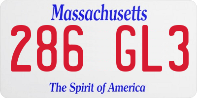 MA license plate 286GL3