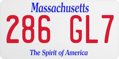 MA license plate 286GL7