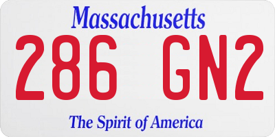 MA license plate 286GN2