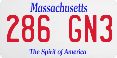 MA license plate 286GN3