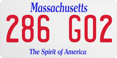 MA license plate 286GO2