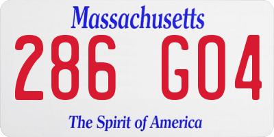 MA license plate 286GO4