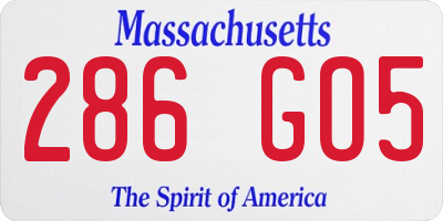 MA license plate 286GO5