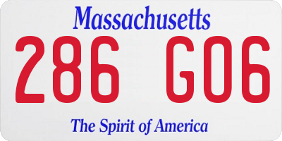 MA license plate 286GO6